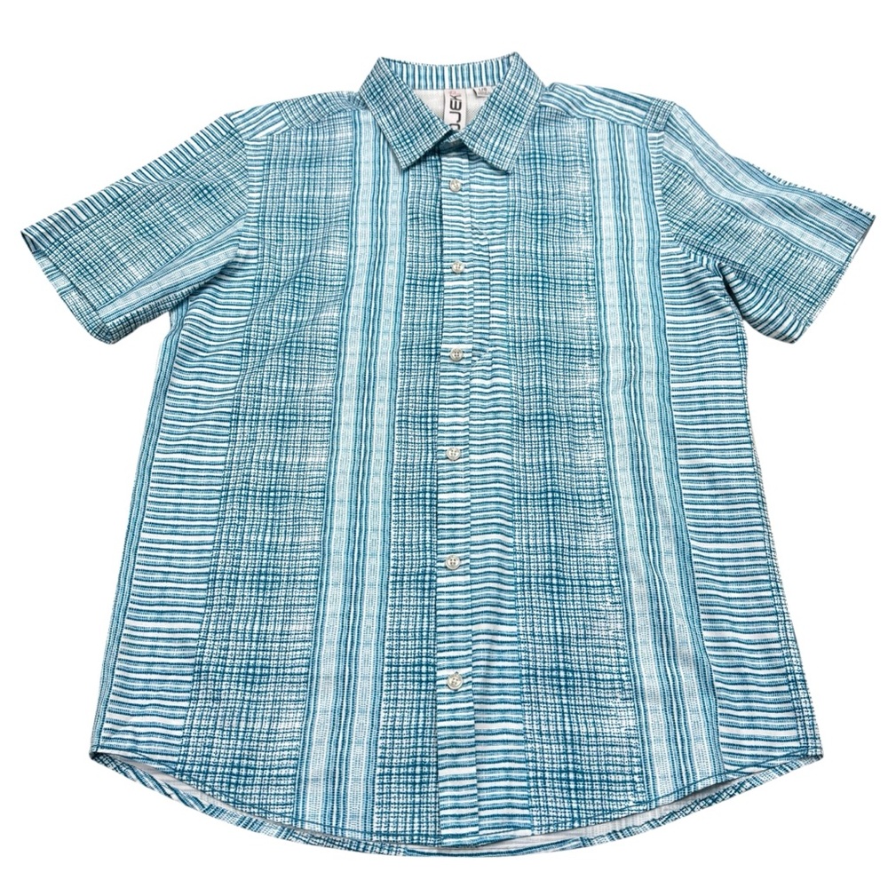 Projek Raw Button Up‎ Shirt - Short Sleeve Lightweight Mens Large Blue Print